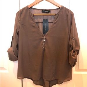 taupe loose chic work blouse top choies 6 small